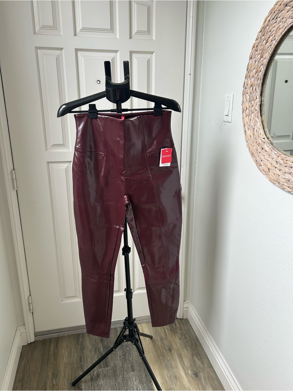 SPANX Faux Patent Leather Leggings Ruby Wine Red XL NWT Sculpting